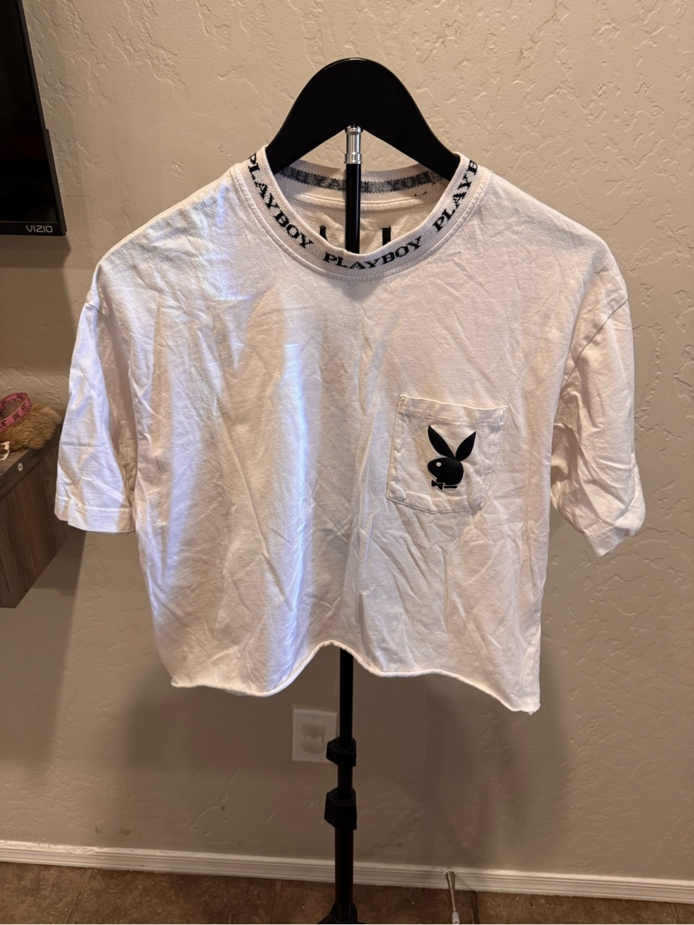 PLAYBOY White Tee with Black Logo Trim